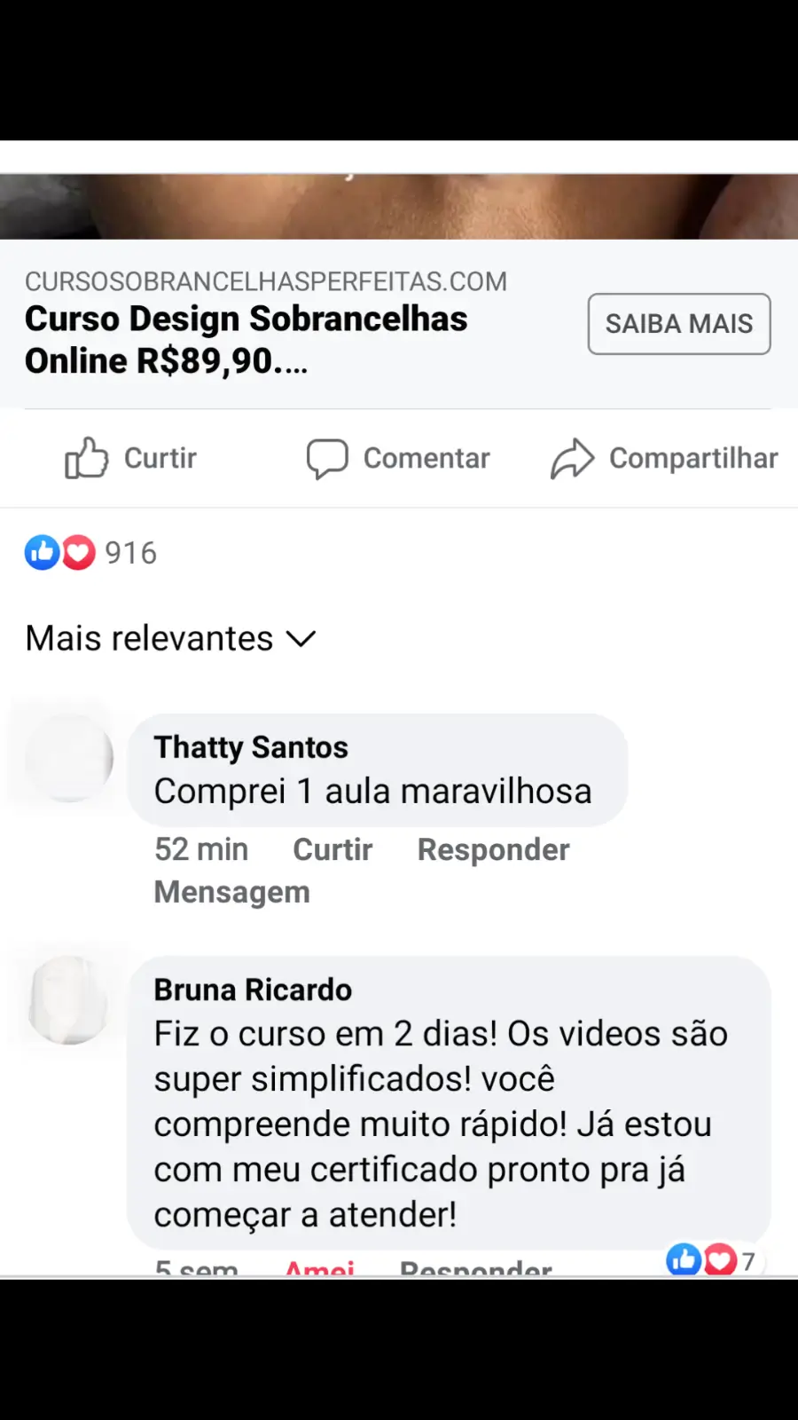 Comentário de aluna feliz com a agenda cheia e a nova independência financeira conquistada após o curso.
