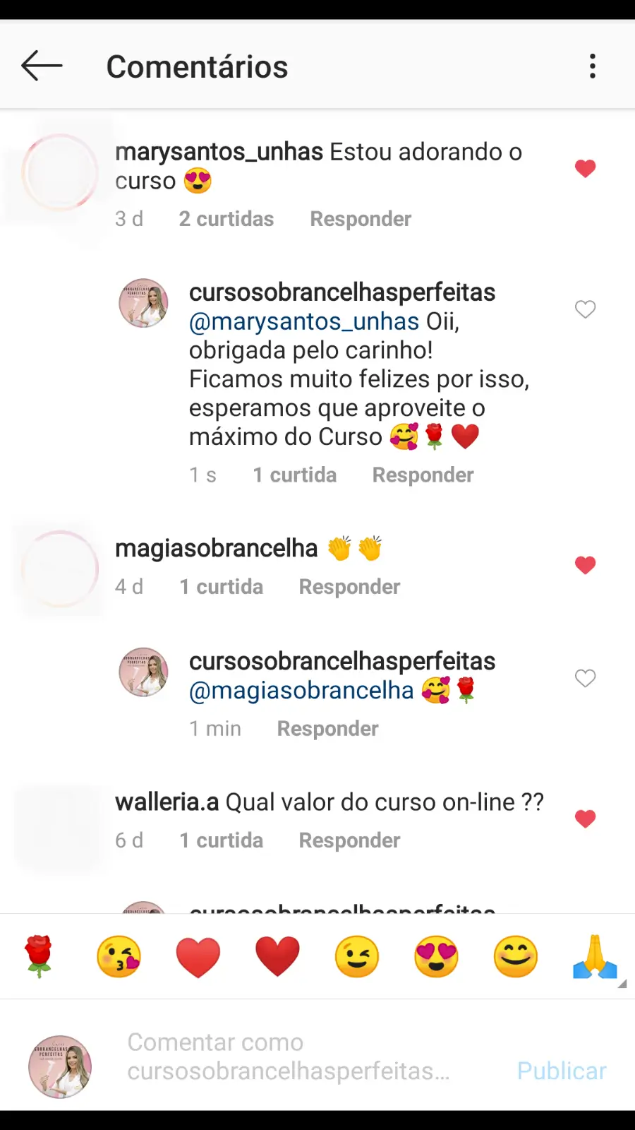 Aluna recomendando o curso Sobrancelhas Perfeitas como a melhor e mais completa formação online do mercado.